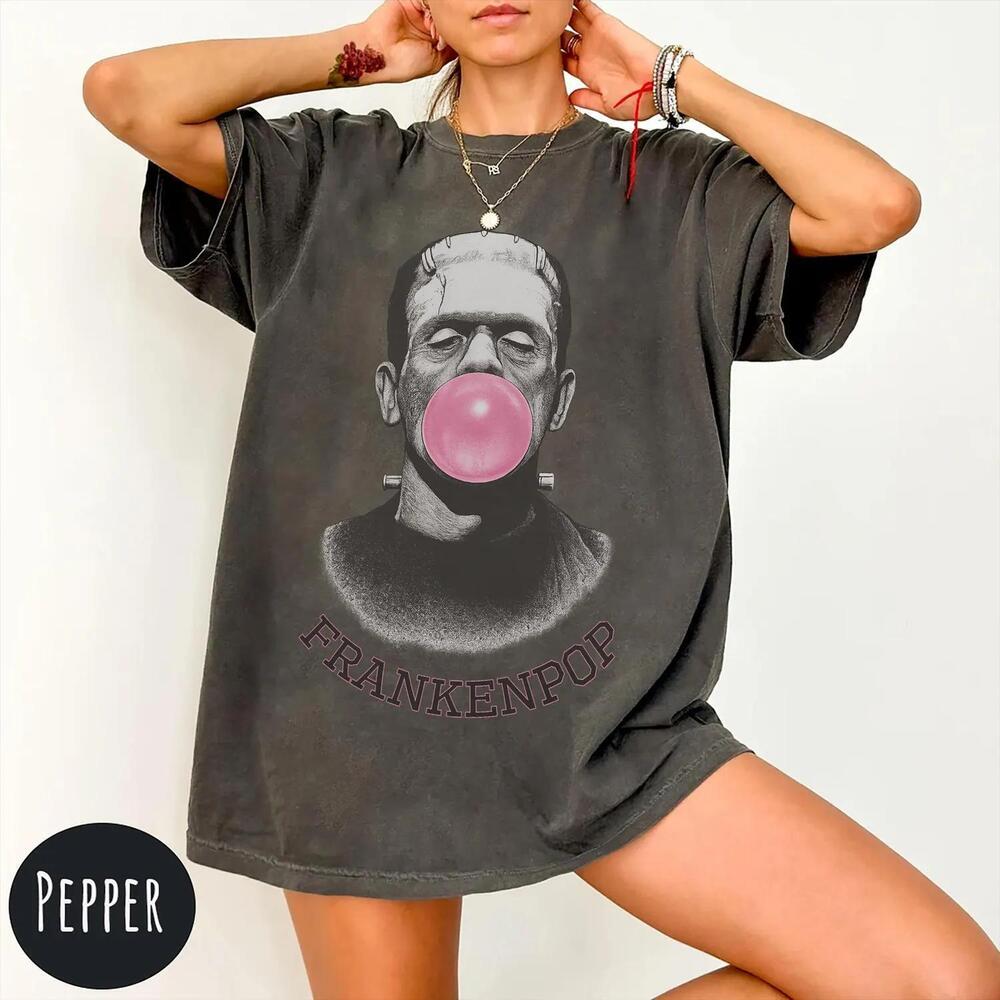 S Frankenstein Bubblegum Shirt Funny Retro Horror Graphic Tee